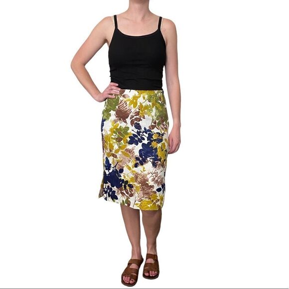 Pendleton Linen Blend Fall Floral  Skirt - Picture 3 of 9